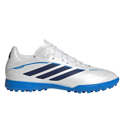 White-Black-Blue - Front - Adidas Childrens-Kids Copa Pure IV League Leather Turf Training Football Boots