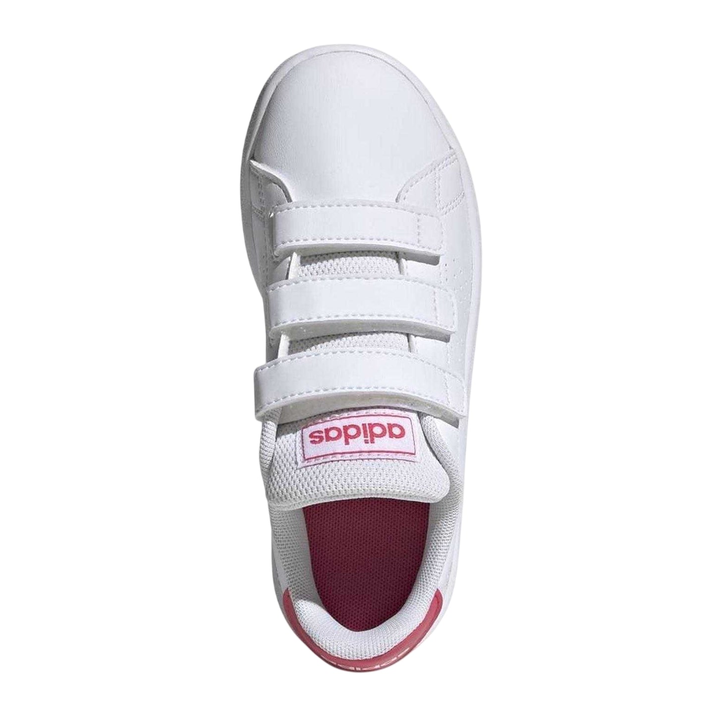 White-Pink - Side - Adidas Childrens-Kids Advantage Trainers