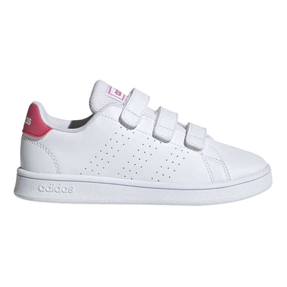 White-Pink - Front - Adidas Childrens-Kids Advantage Trainers