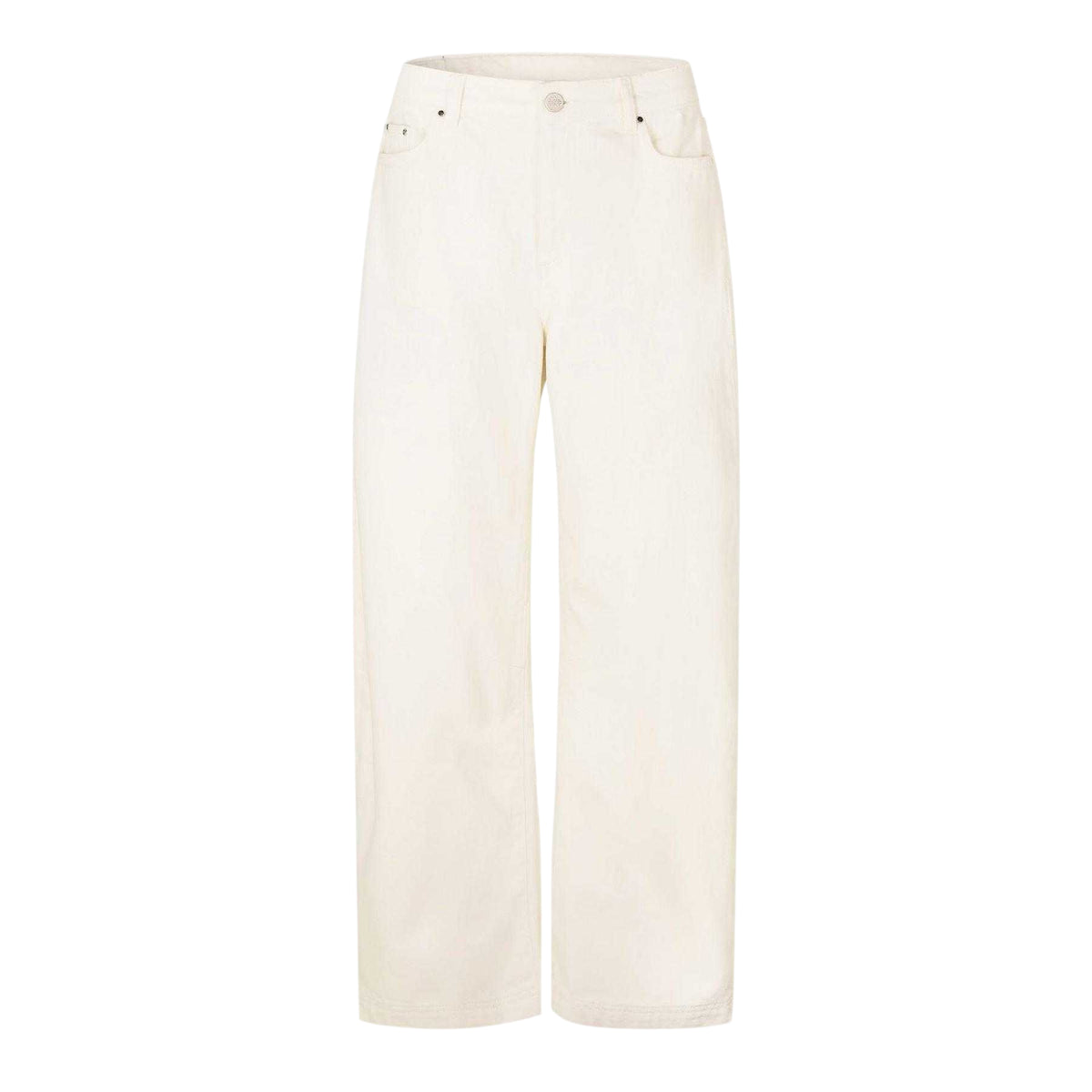 Ecru - Front - Couture Club Womens-Ladies Wide Leg Barrel Jeans