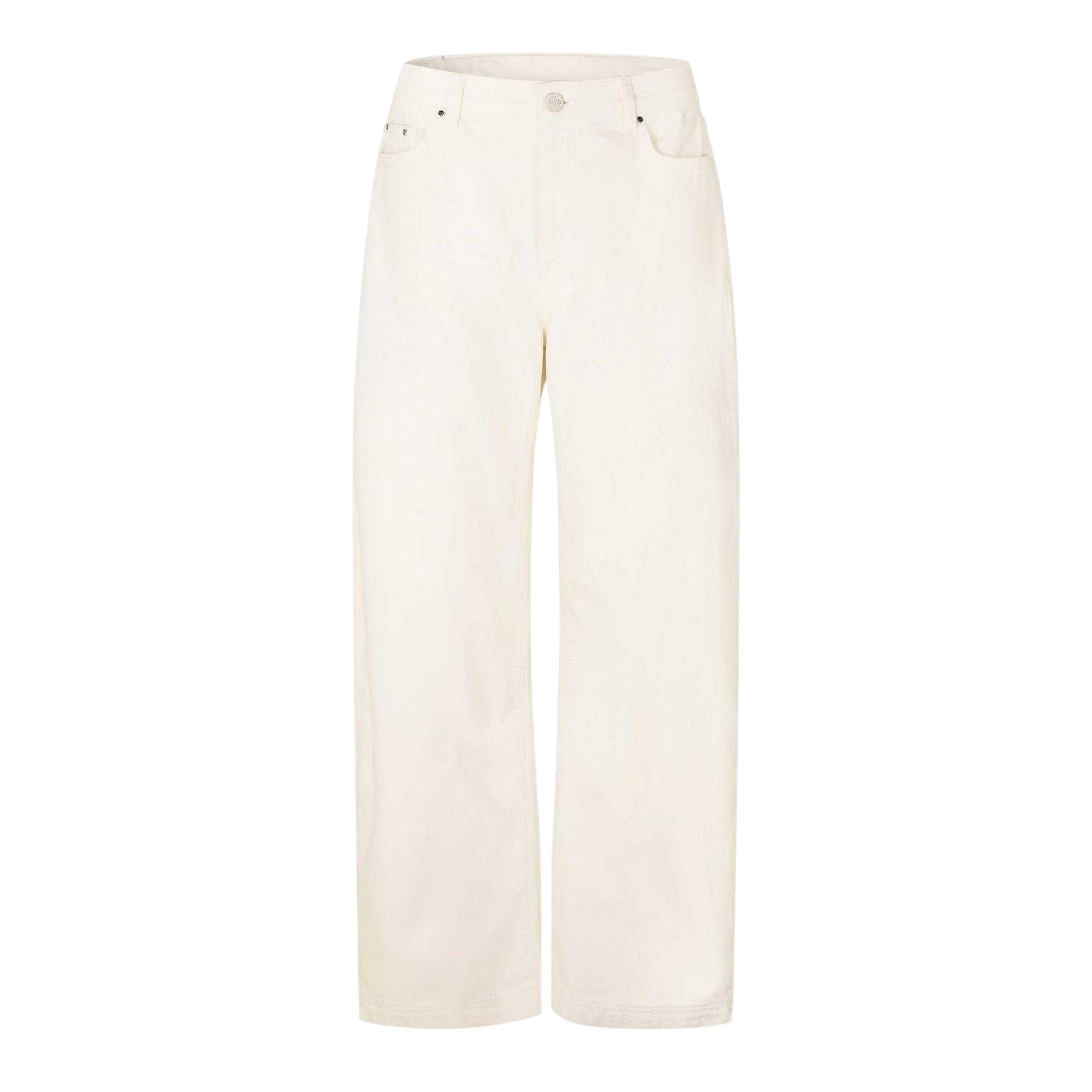 Ecru - Front - Couture Club Womens-Ladies Wide Leg Barrel Jeans
