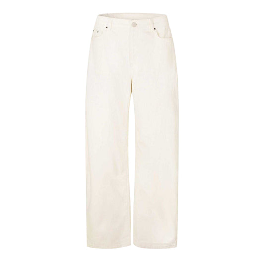 Ecru - Front - Couture Club Womens-Ladies Wide Leg Barrel Jeans