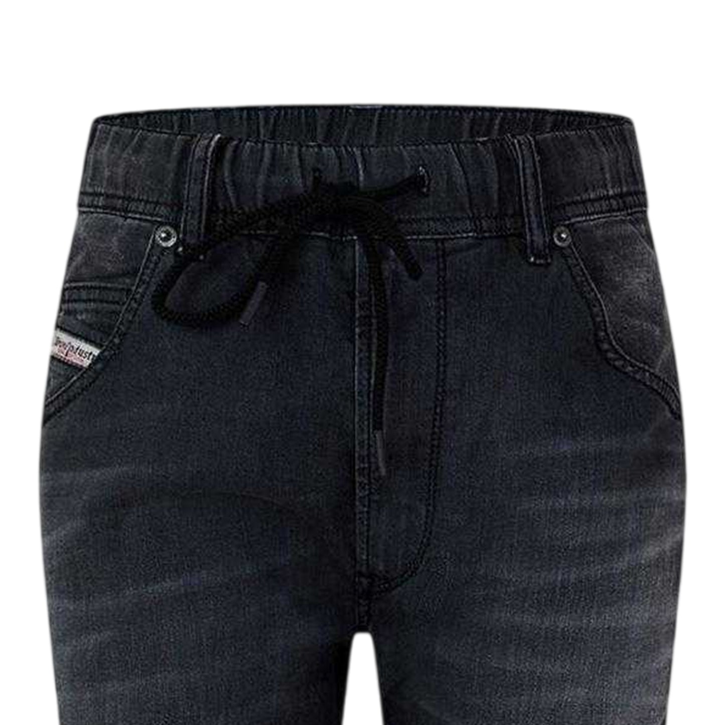 Black-Grey - Side - Diesel Mens Krooley-Ne Sweat Denim Tapered Jeans