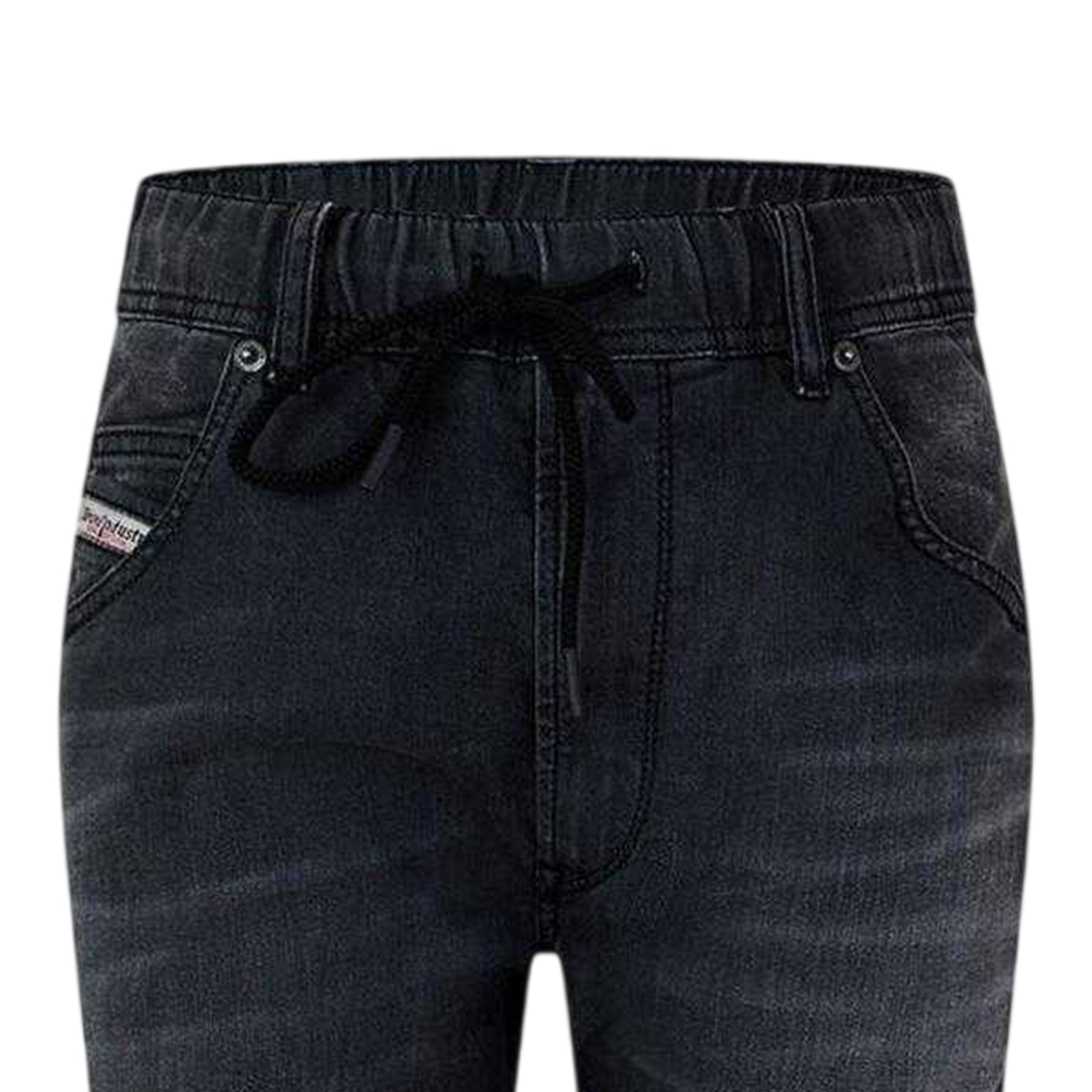 Black-Grey - Side - Diesel Mens Krooley-Ne Sweat Denim Tapered Jeans