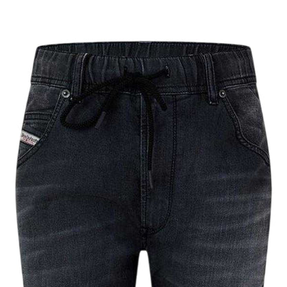 Black-Grey - Side - Diesel Mens Krooley-Ne Sweat Denim Tapered Jeans
