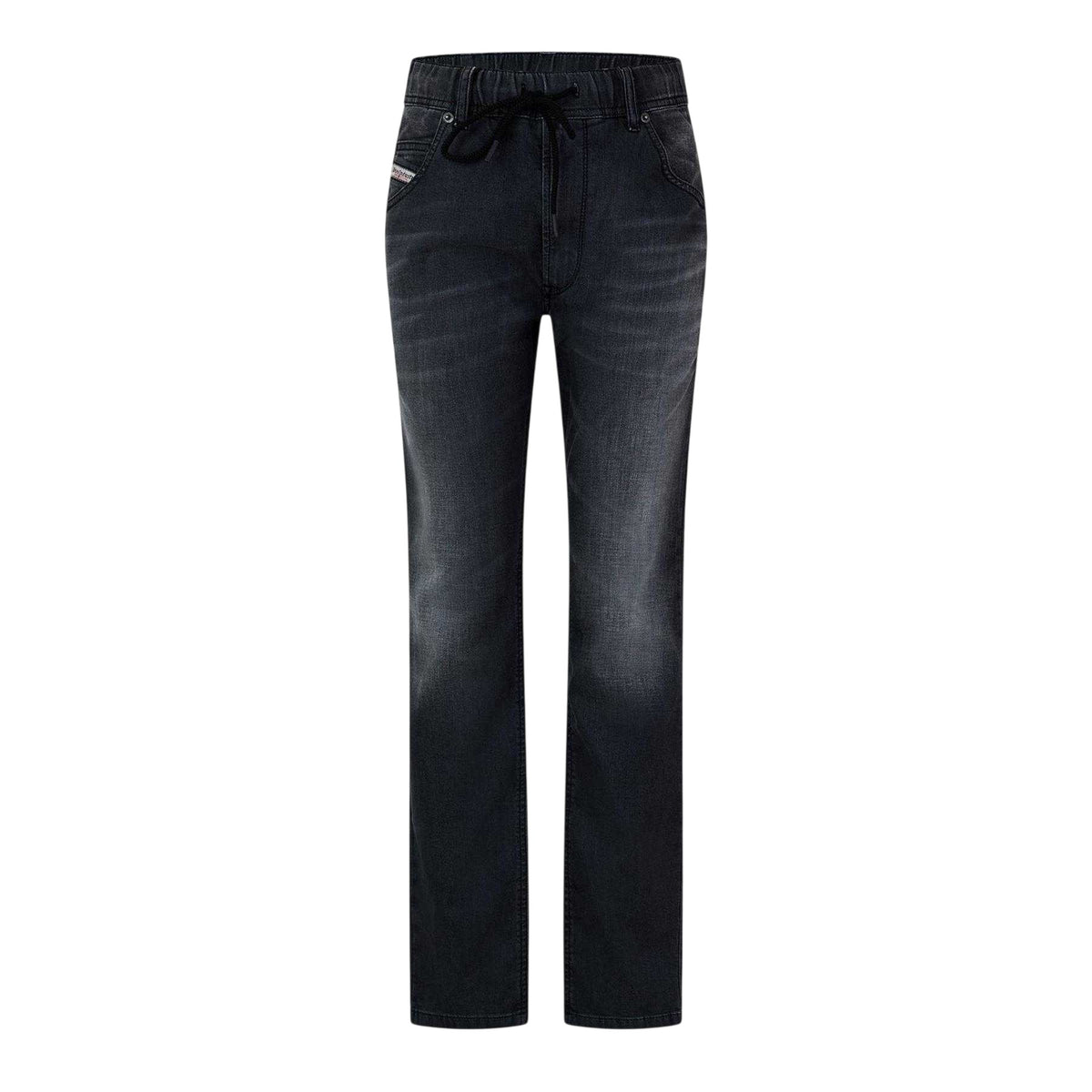 Black-Grey - Front - Diesel Mens Krooley-Ne Sweat Denim Tapered Jeans