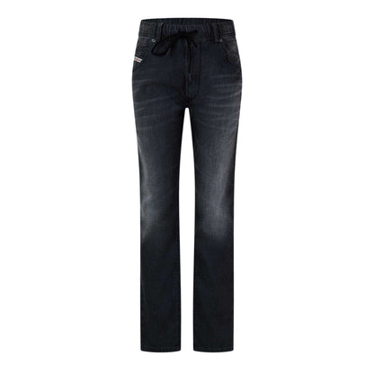 Black-Grey - Front - Diesel Mens Krooley-Ne Sweat Denim Tapered Jeans