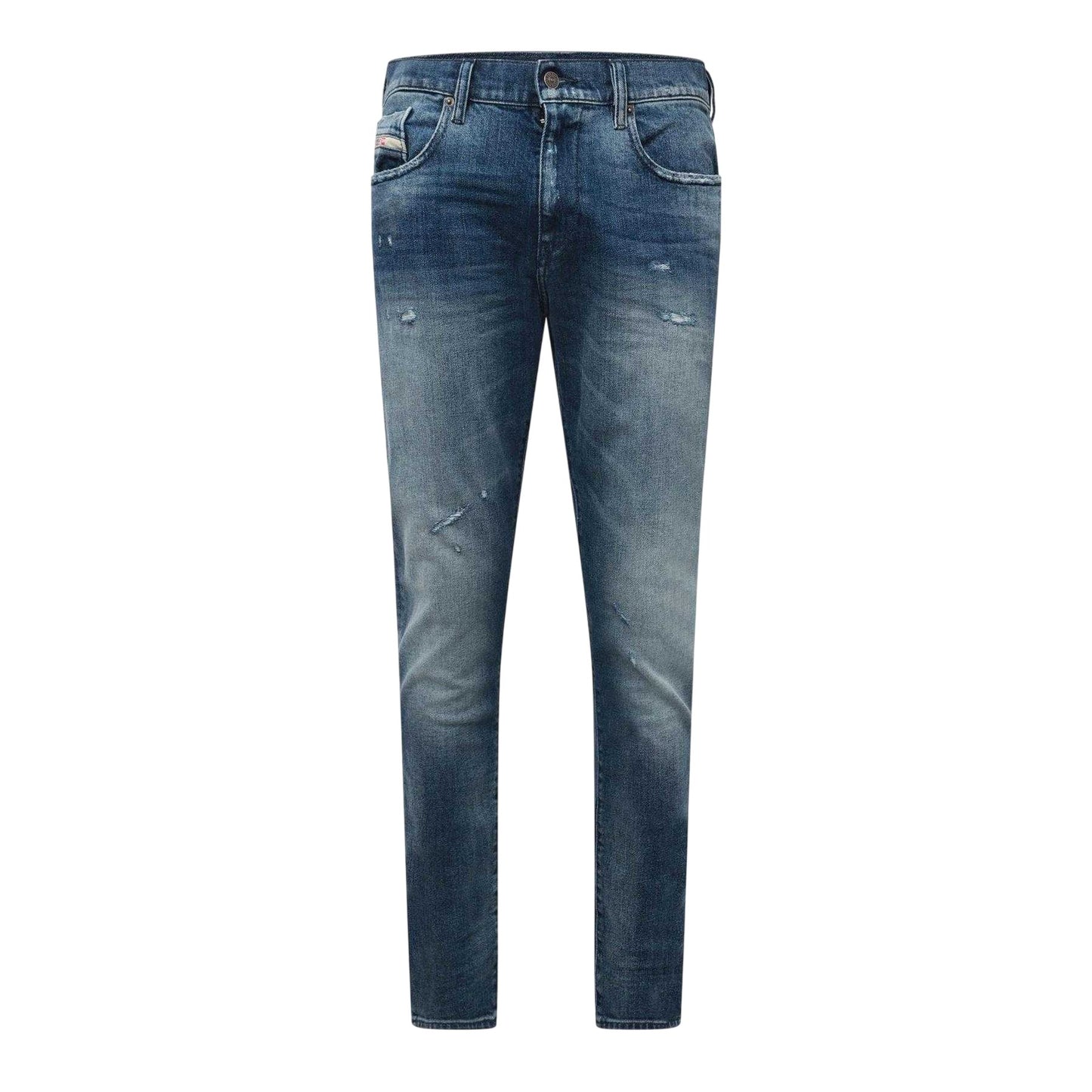 Blue Denim - Front - Diesel Mens 2019 D-Strukt Denim Distressed Jeans
