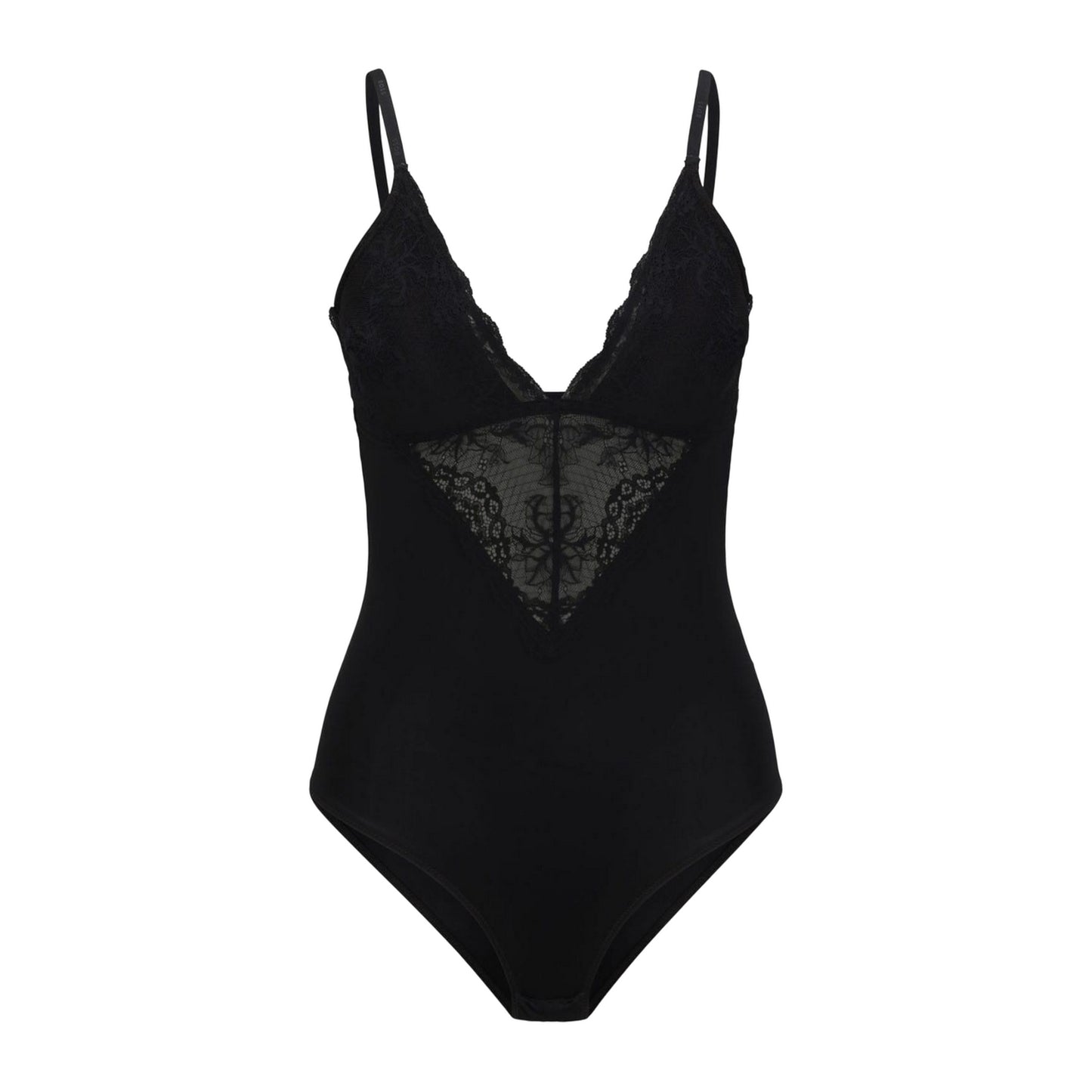 Black - Front - Hugo Boss Womens-Ladies Lace Detail Bodysuit