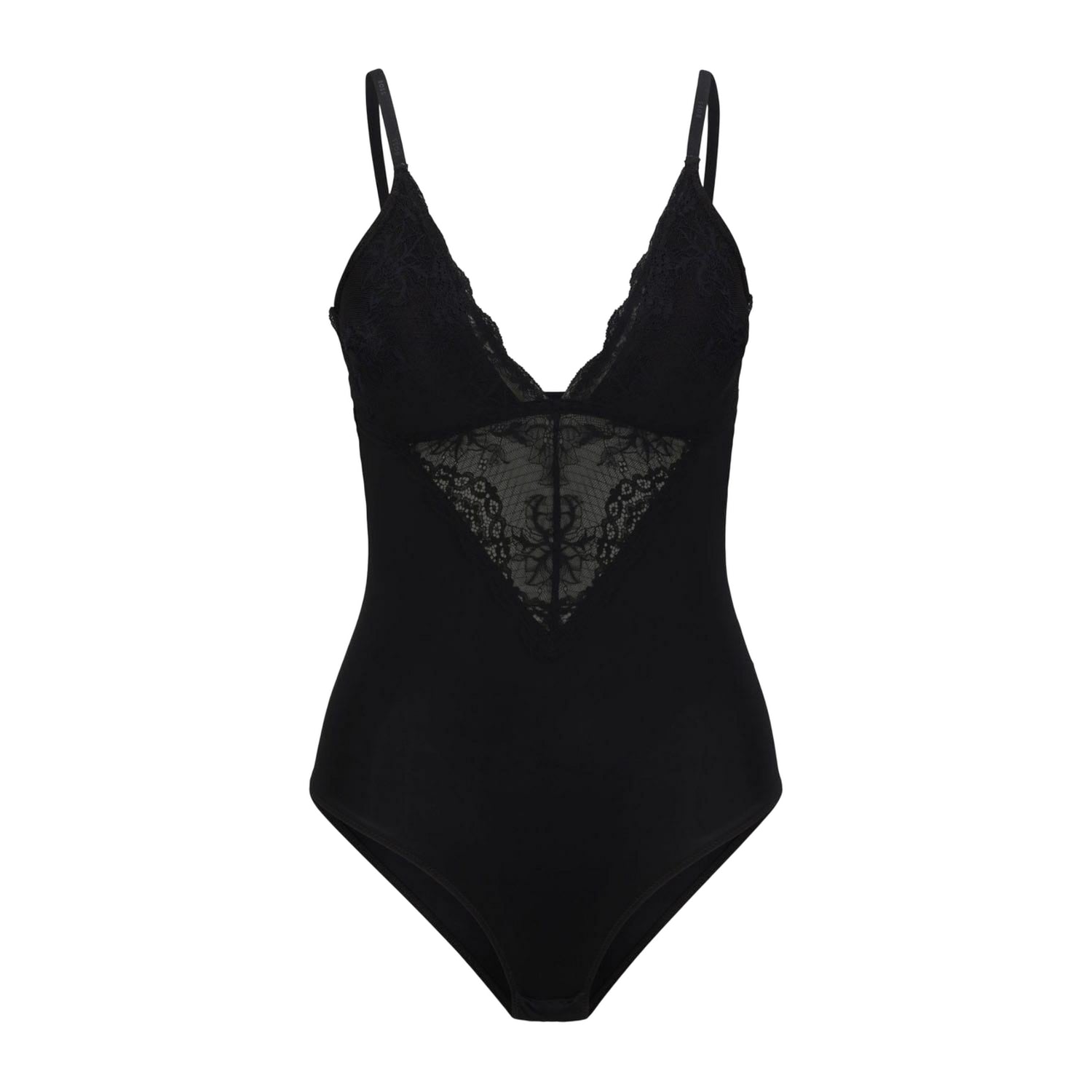 Black - Front - Hugo Boss Womens-Ladies Lace Detail Bodysuit