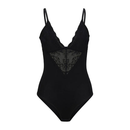 Black - Front - Hugo Boss Womens-Ladies Lace Detail Bodysuit