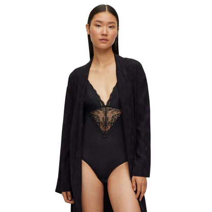 Black - Pack Shot - Hugo Boss Womens-Ladies Lace Detail Bodysuit