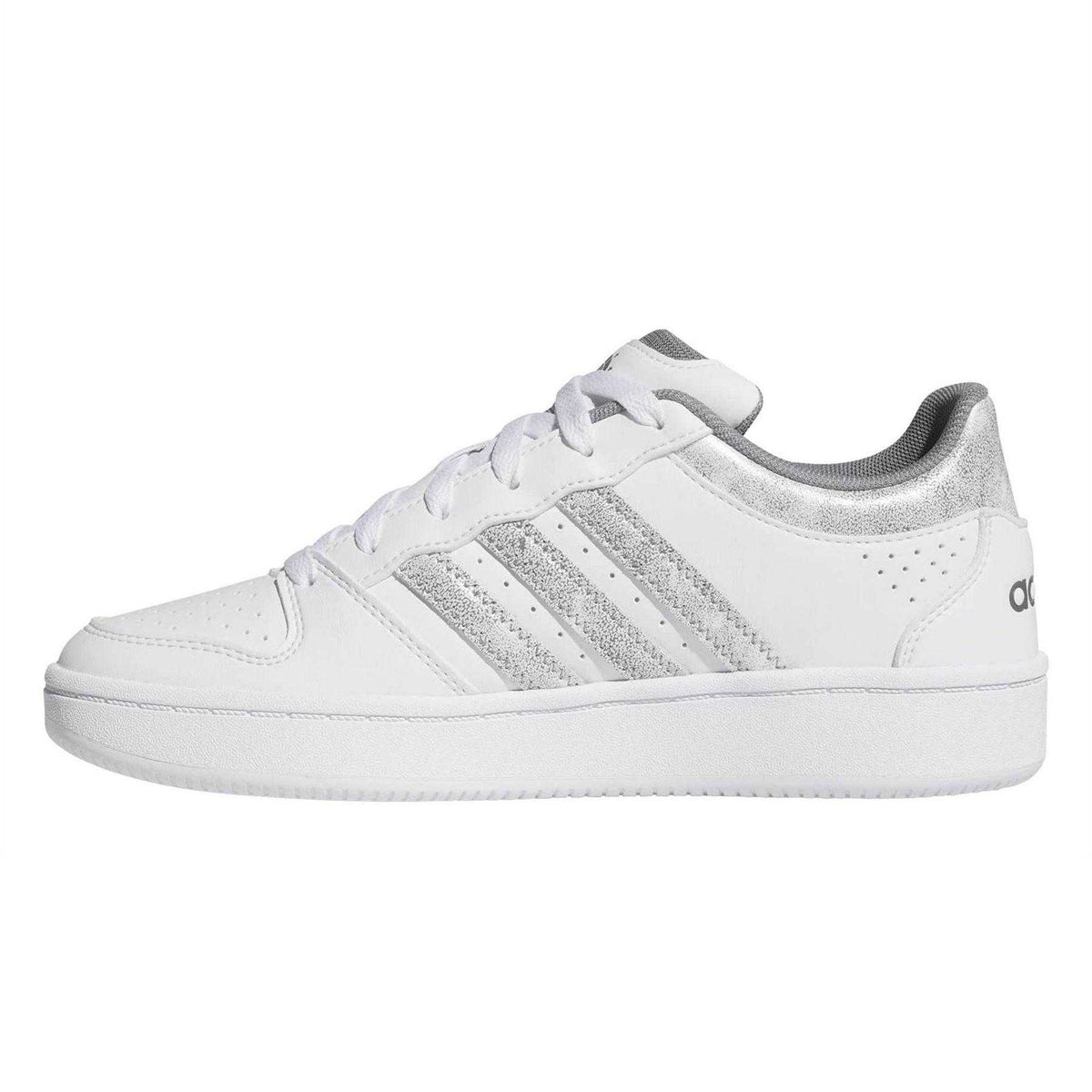 White-Grey - Side - Adidas Womens-Ladies Hoops Classic Court Trainers