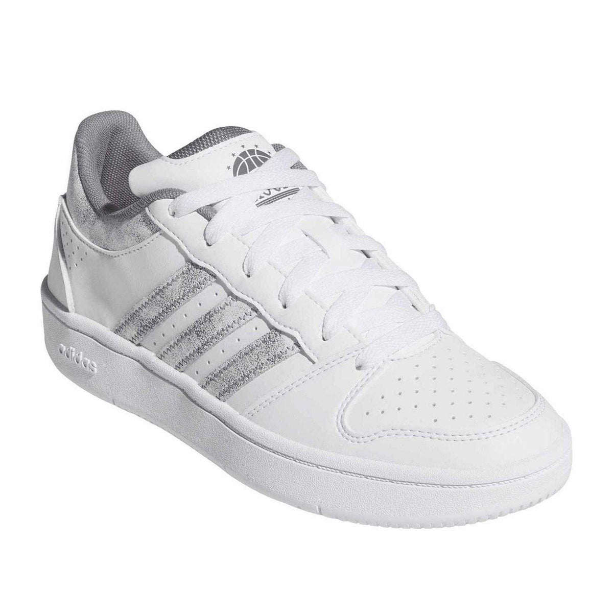 White-Grey - Pack Shot - Adidas Womens-Ladies Hoops Classic Court Trainers