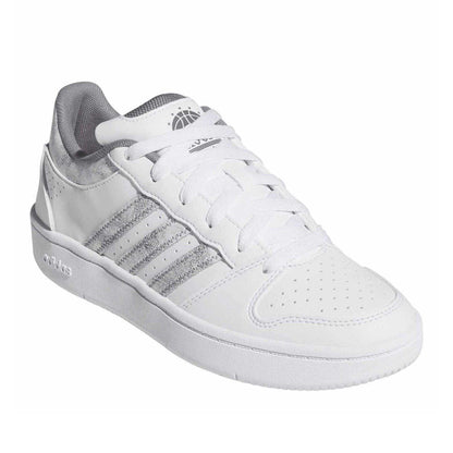 White-Grey - Pack Shot - Adidas Womens-Ladies Hoops Classic Court Trainers