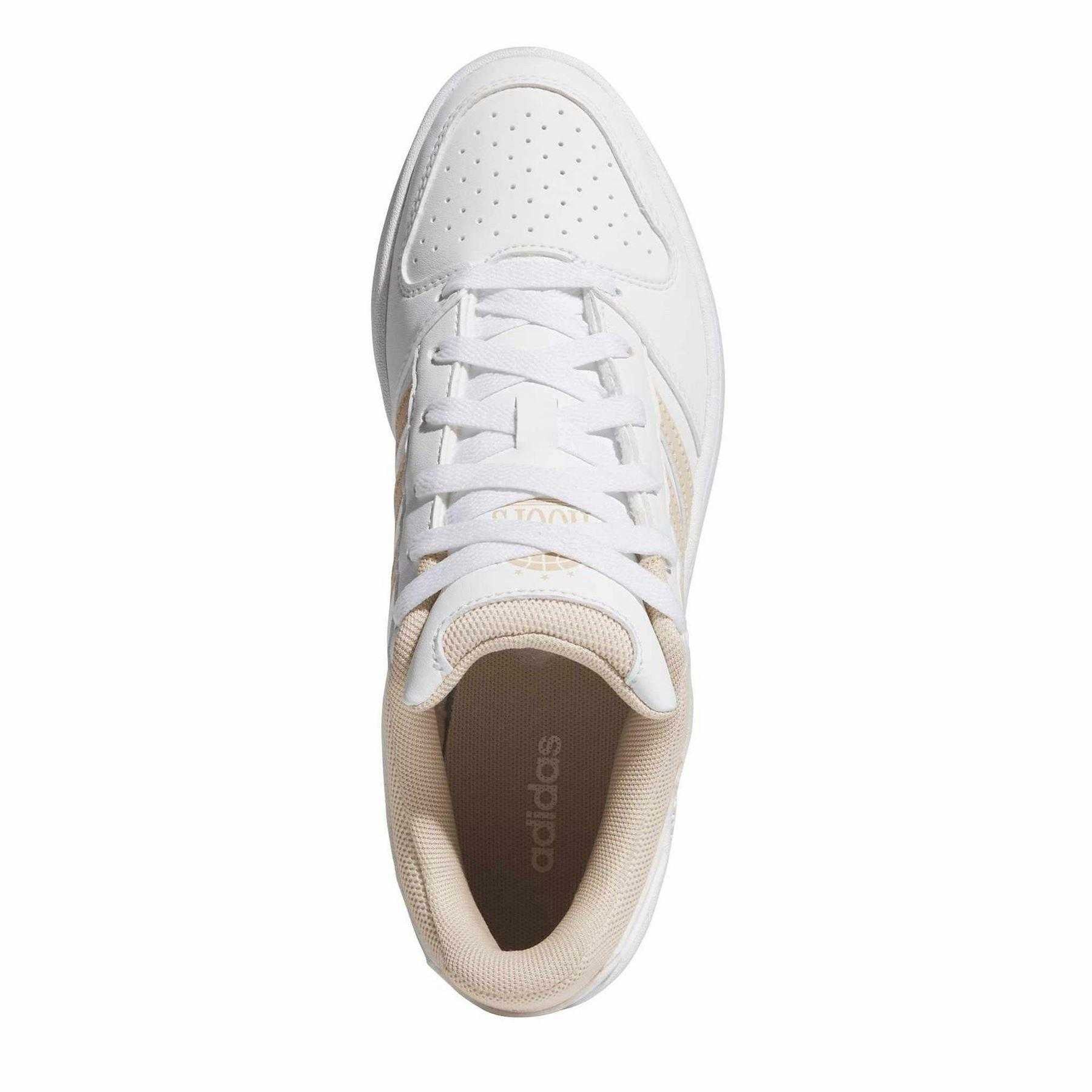White-Beige - Side - Adidas Womens-Ladies Hoops Classic Court Trainers