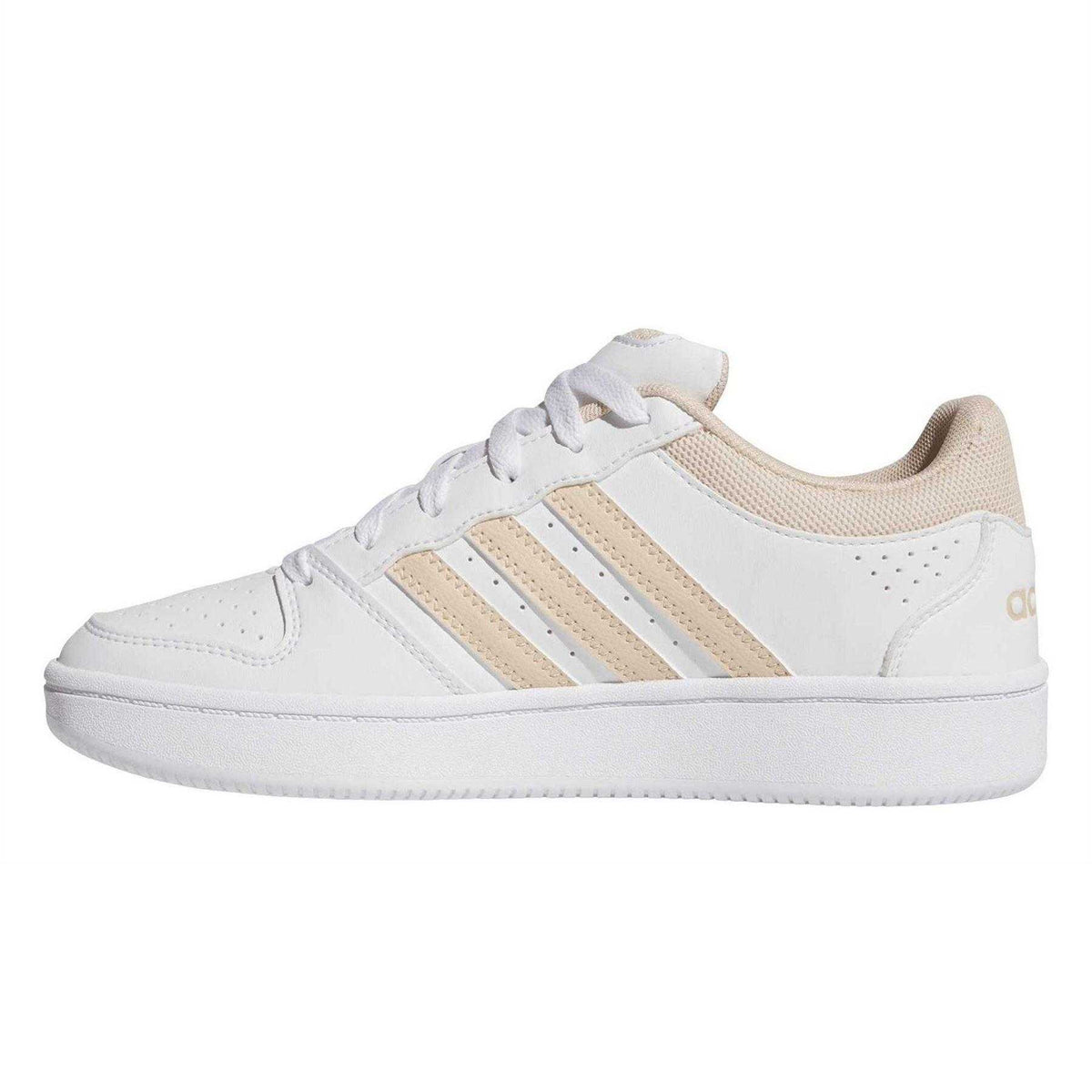 White-Beige - Lifestyle - Adidas Womens-Ladies Hoops Classic Court Trainers