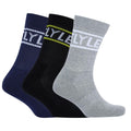 Grey-Black-Navy - Front - Lyle & Scott Mens Logo Sport Socks (Pack of 3)