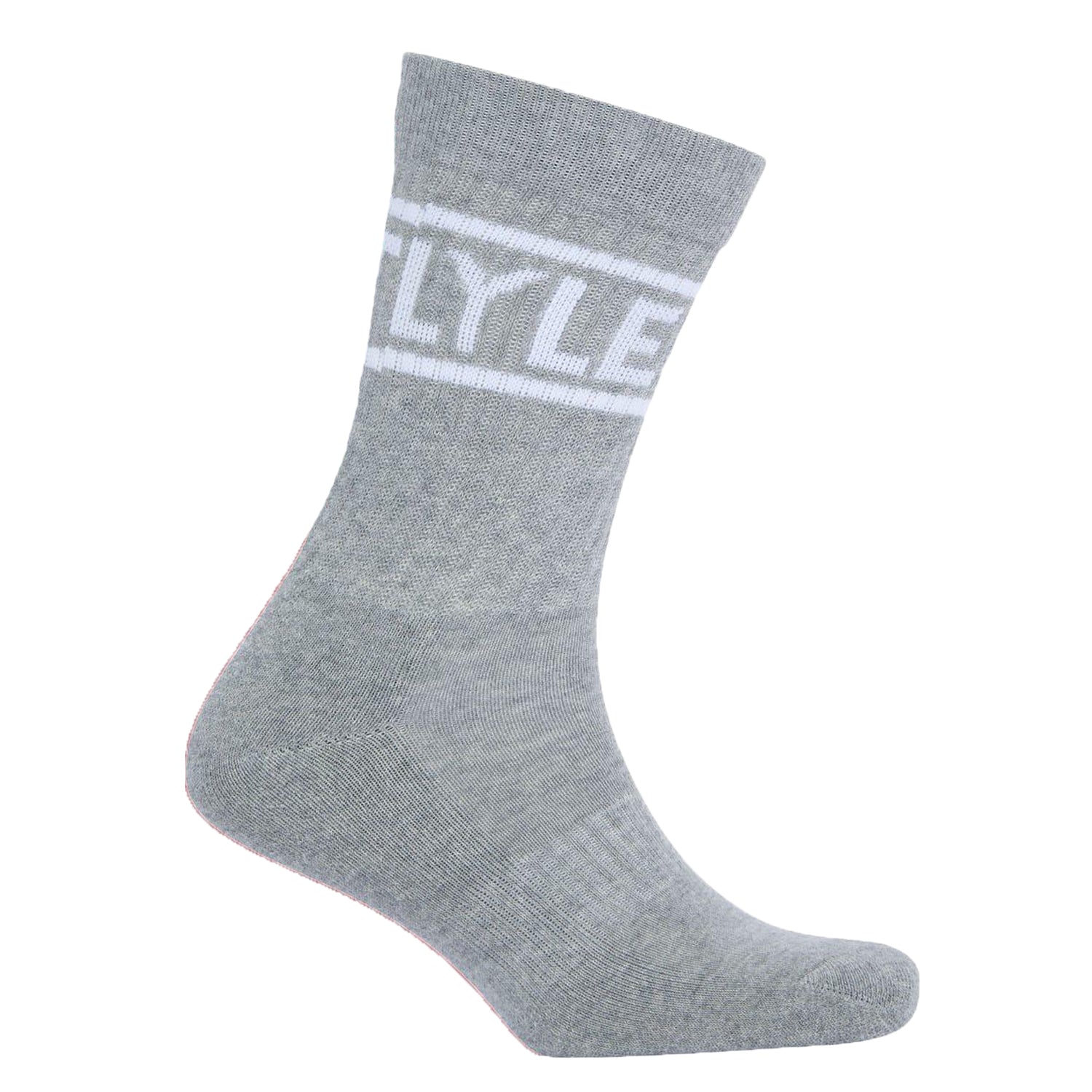 Grey-Red-Navy - Back - Lyle & Scott Mens Logo Sport Socks (Pack of 3)