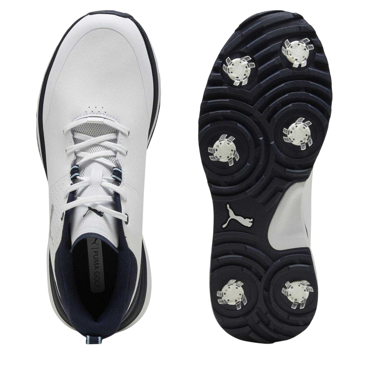 White-Silver - Side - Puma Mens Fusion Spiked Golf Shoes