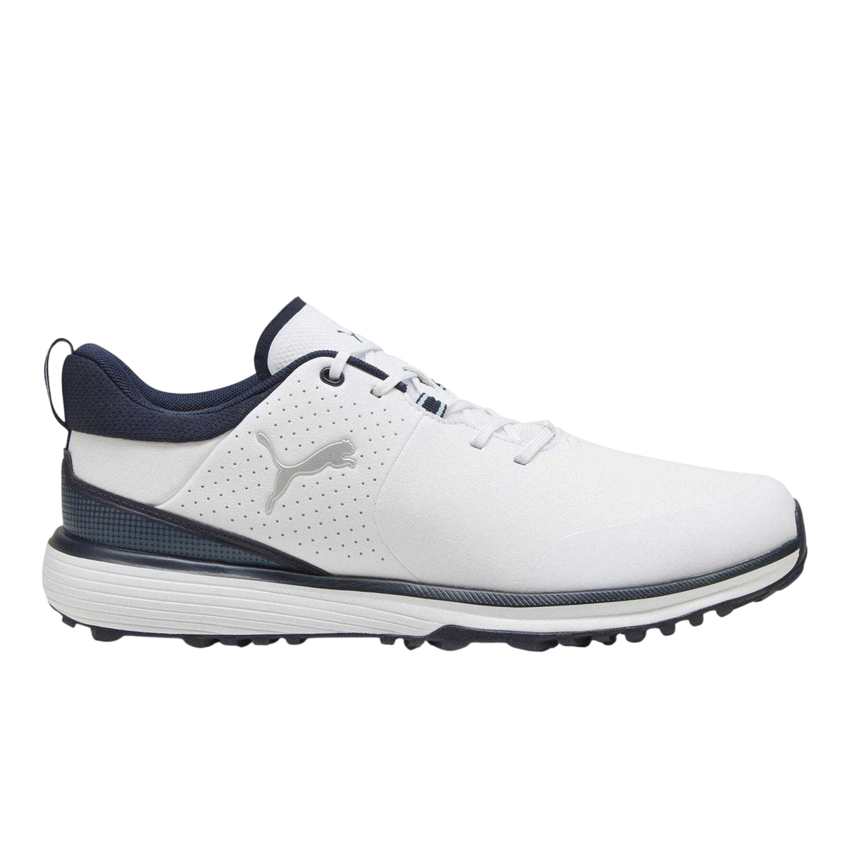 White-Silver - Front - Puma Mens Fusion Spiked Golf Shoes