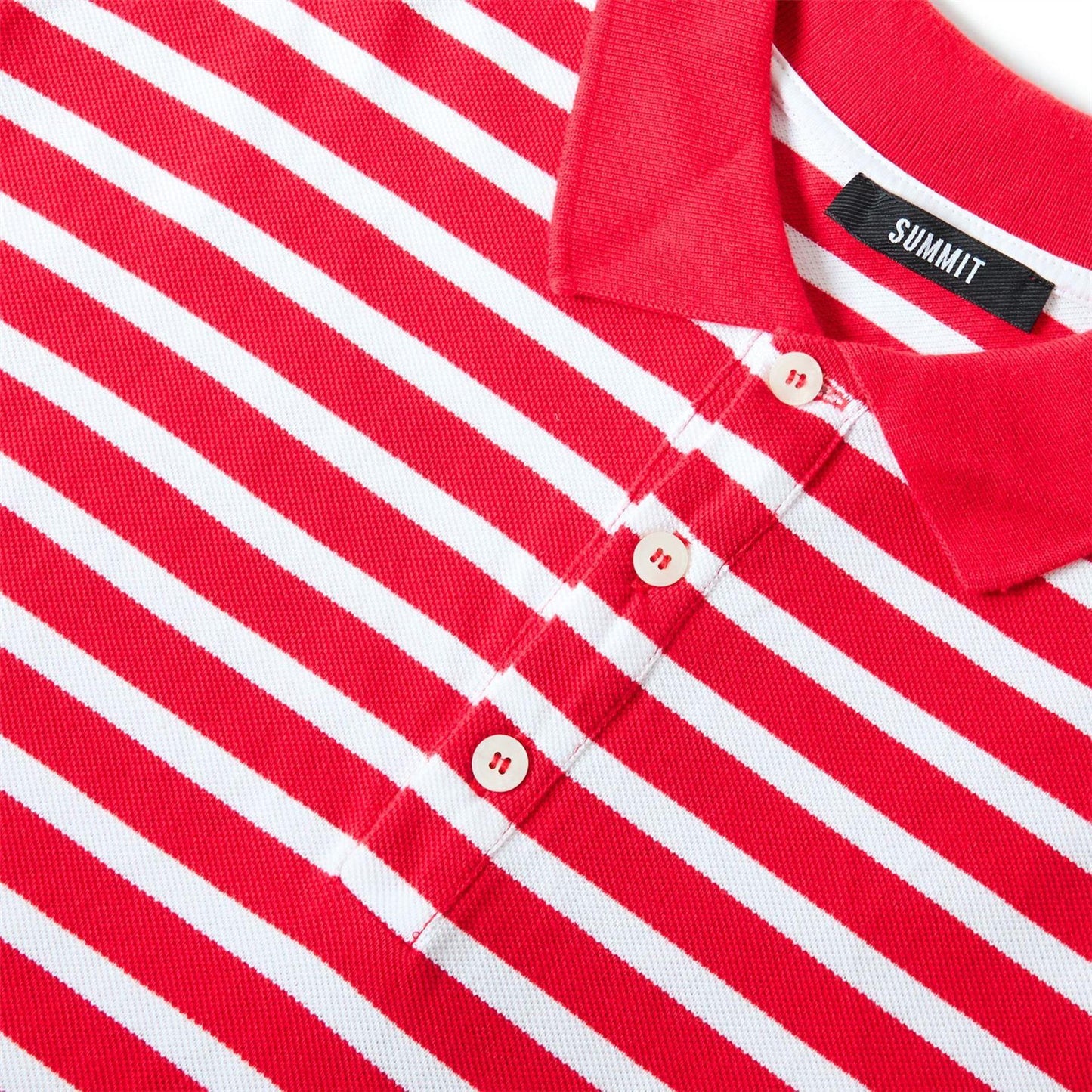 Red-Ecru - Lifestyle - Summit Mens Striped Short-Sleeved Polo Shirt
