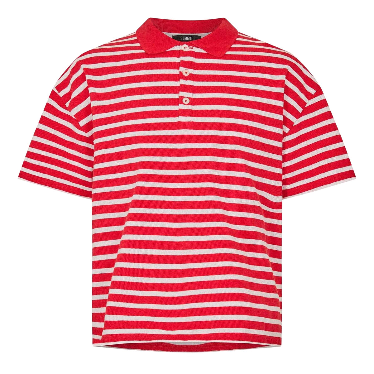 Red-Ecru - Front - Summit Mens Striped Short-Sleeved Polo Shirt