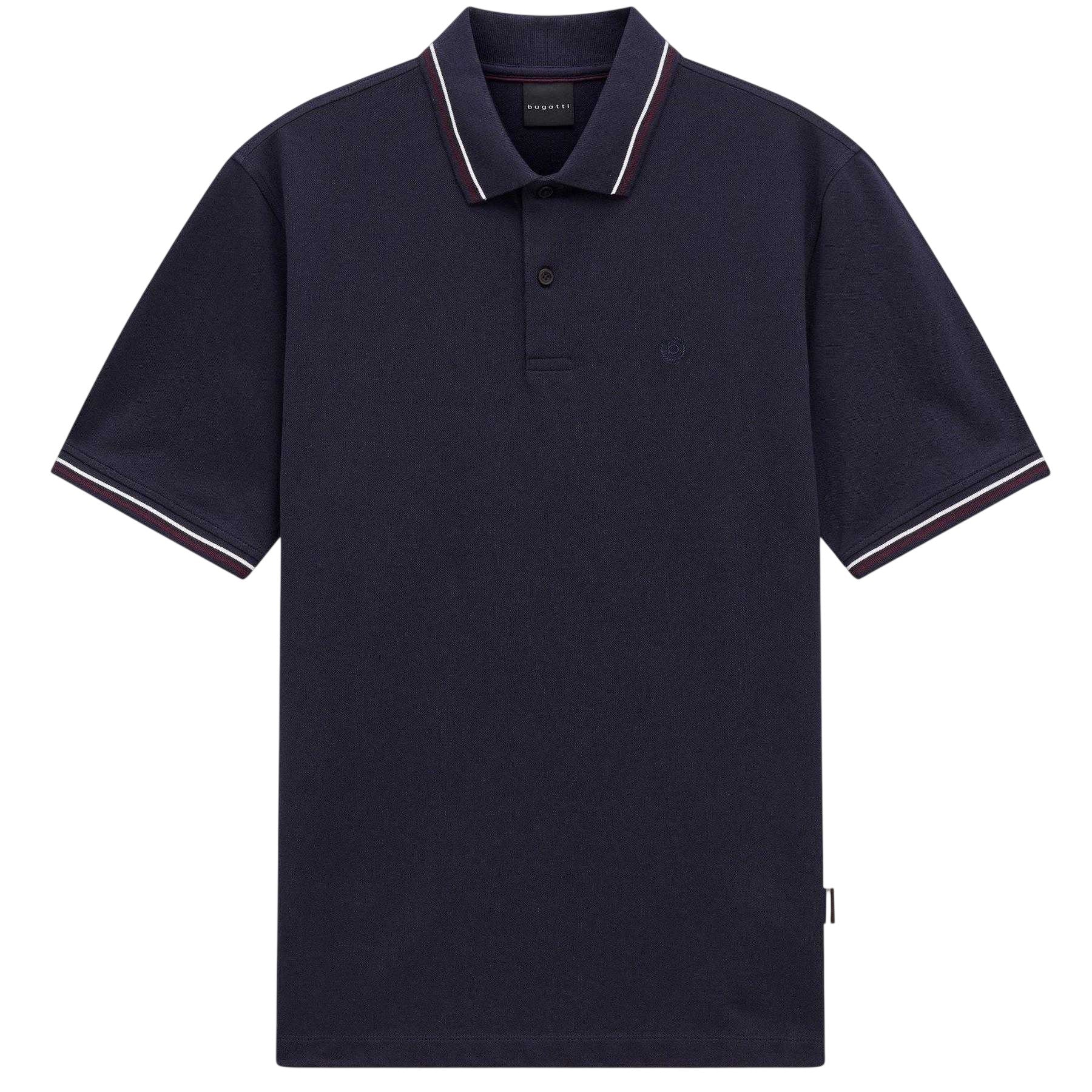 Navy - Front - Bugatti Mens Pique Short-Sleeved Polo Shirt