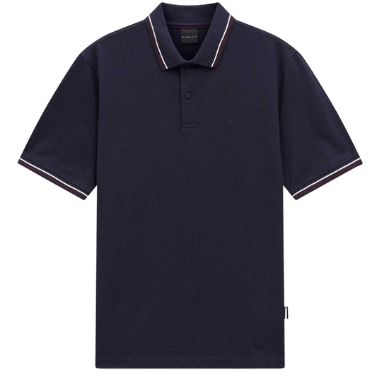 Navy - Front - Bugatti Mens Pique Short-Sleeved Polo Shirt