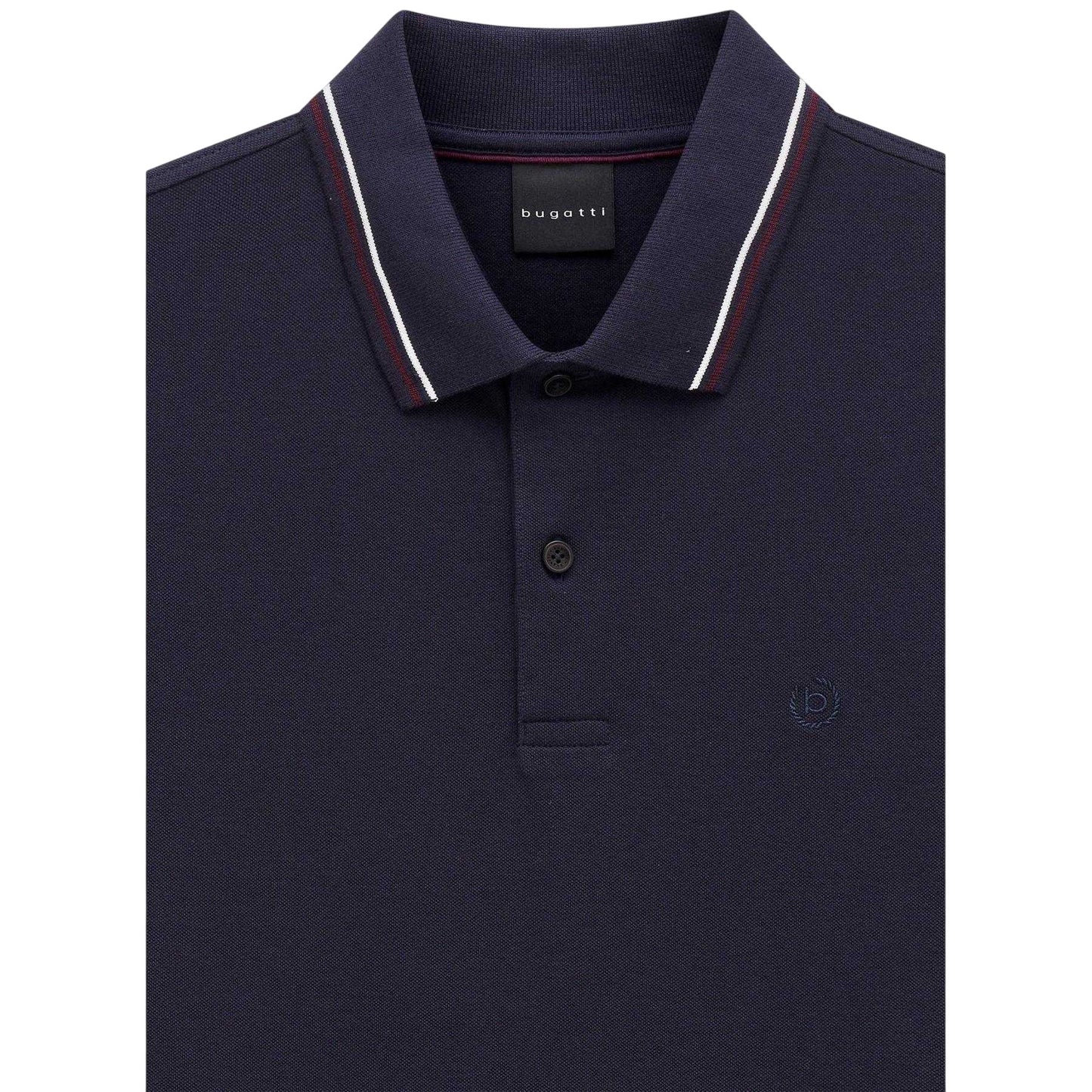Navy - Side - Bugatti Mens Pique Short-Sleeved Polo Shirt
