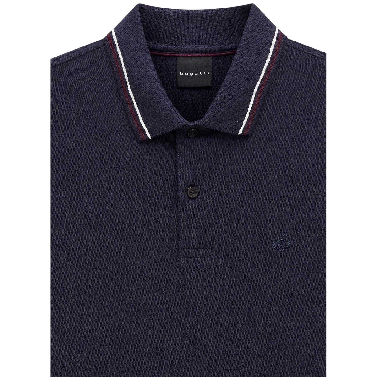 Navy - Side - Bugatti Mens Pique Short-Sleeved Polo Shirt