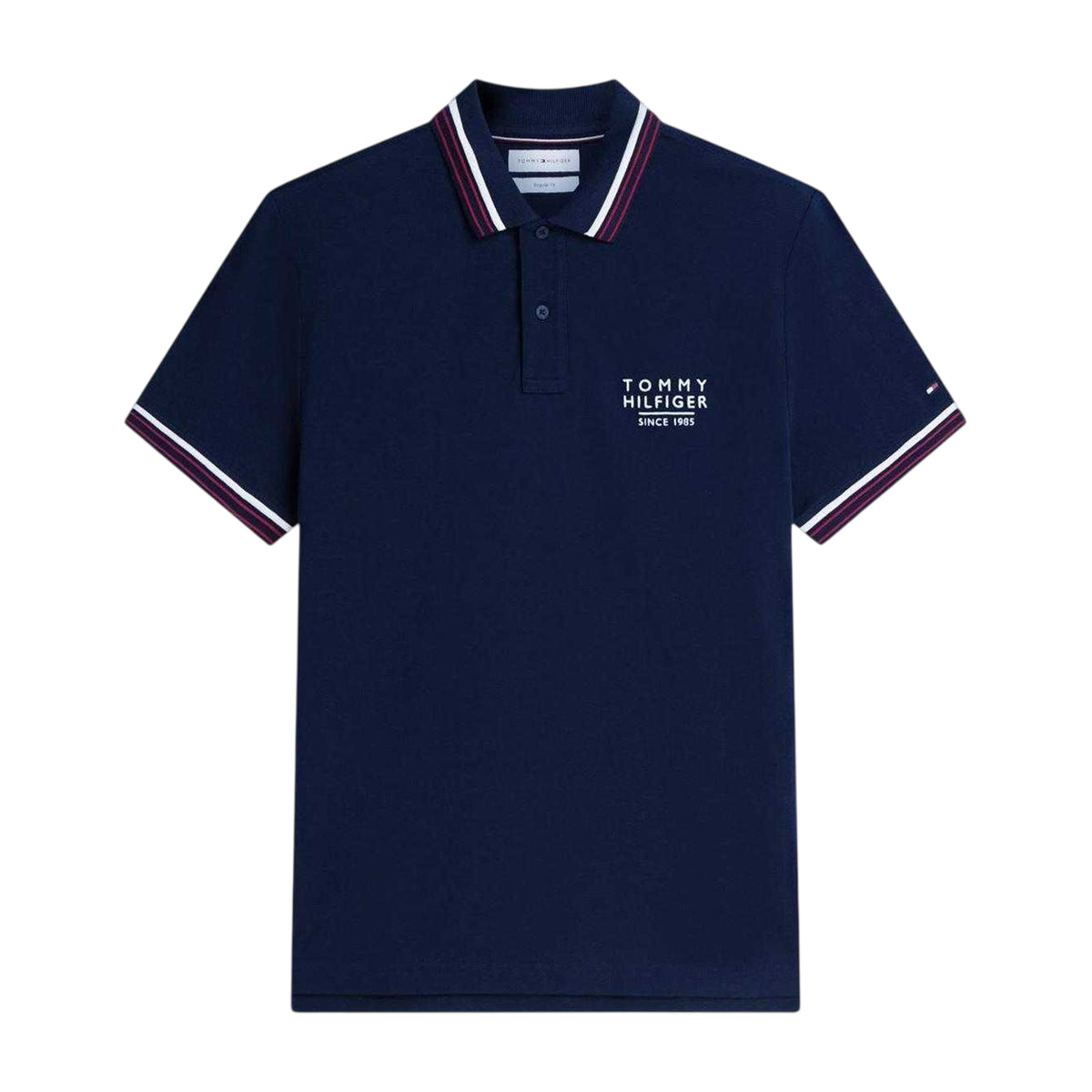 Navy - Front - Tommy Hilfiger Mens Tipped Regular Short-Sleeved Polo Shirt