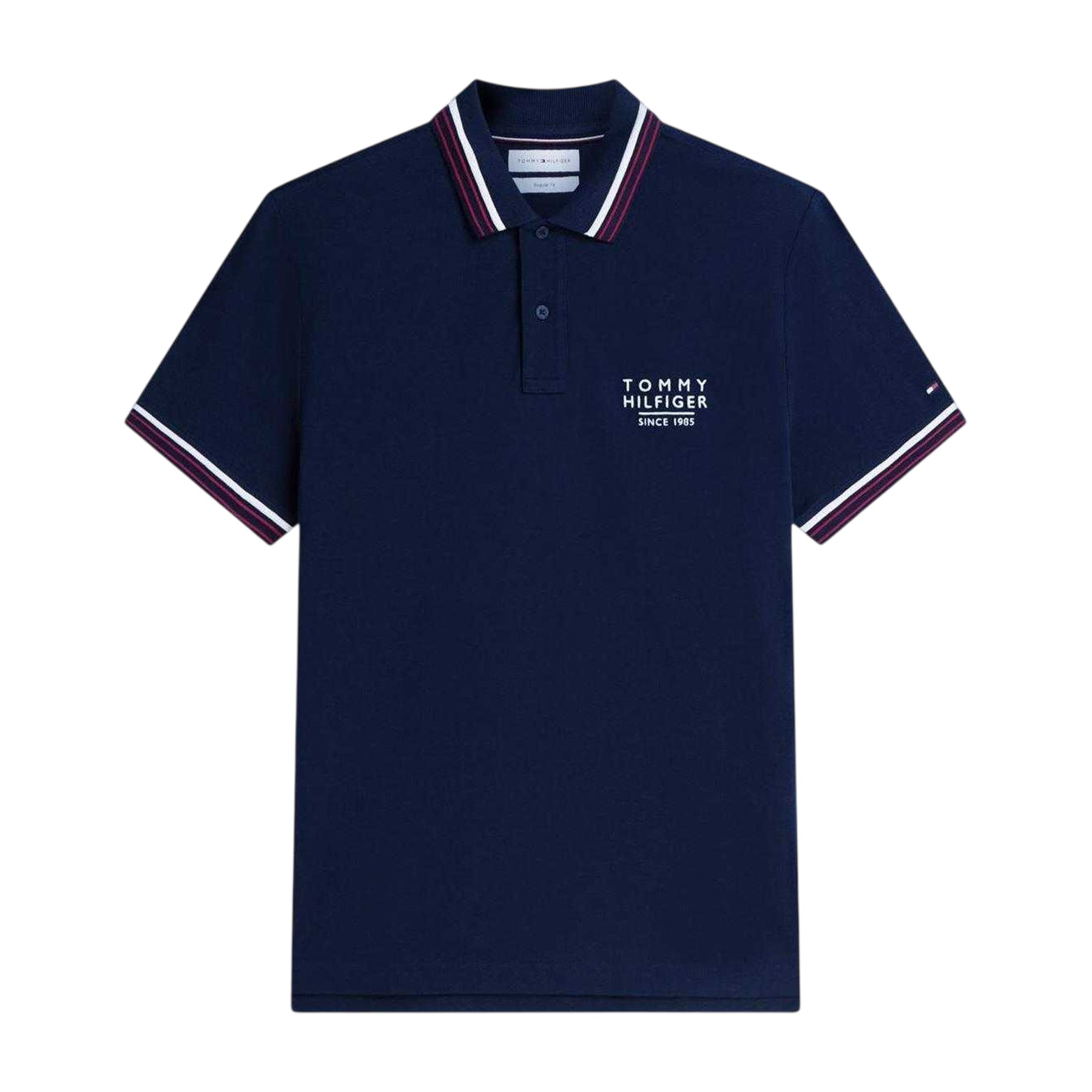 Navy - Front - Tommy Hilfiger Mens Tipped Regular Short-Sleeved Polo Shirt