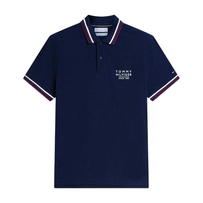 Navy - Front - Tommy Hilfiger Mens Tipped Regular Short-Sleeved Polo Shirt
