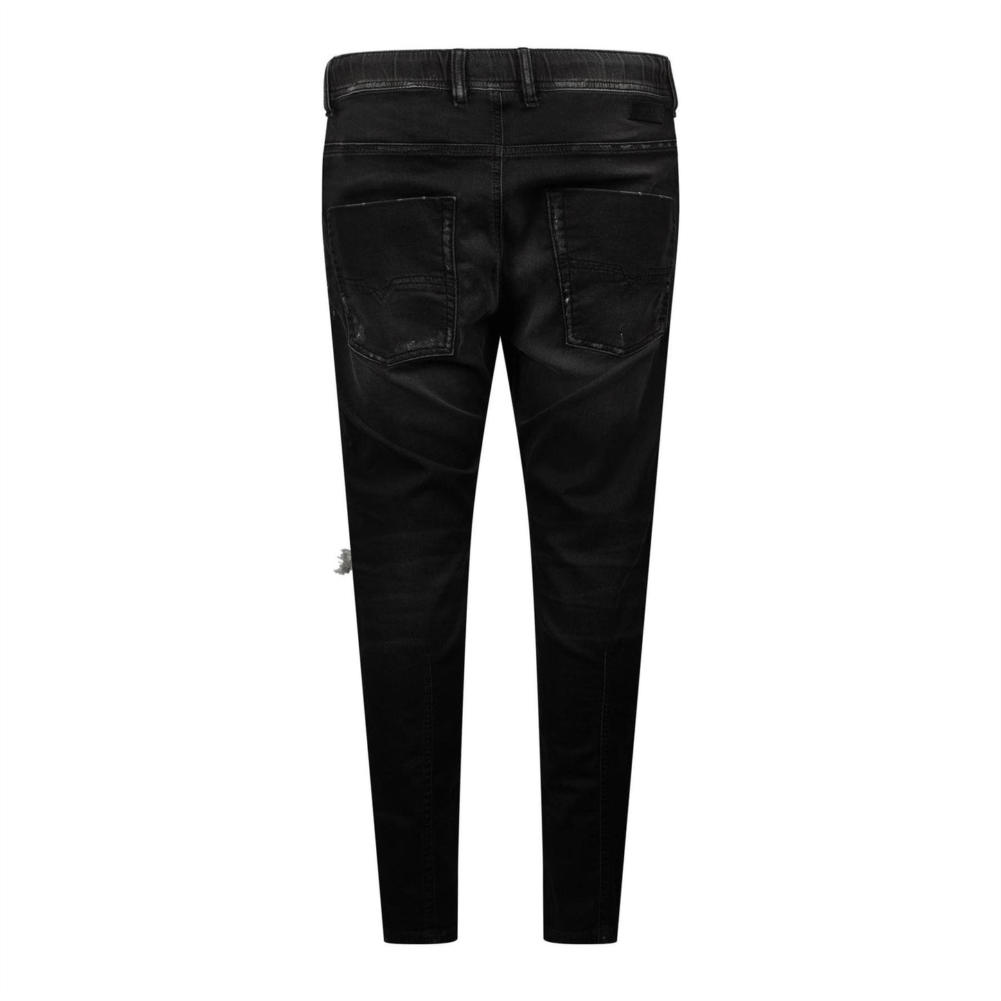 Black-Grey - Back - Diesel Mens Krooley-Ne Sweat Denim Distressed Tapered Jeans
