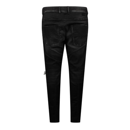 Black-Grey - Back - Diesel Mens Krooley-Ne Sweat Denim Distressed Tapered Jeans