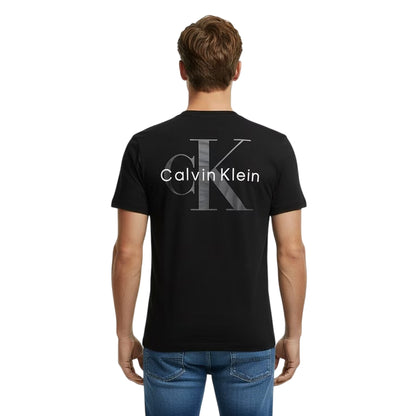 Black - Side - Calvin Klein Mens Mono Back Print Regular T-Shirt