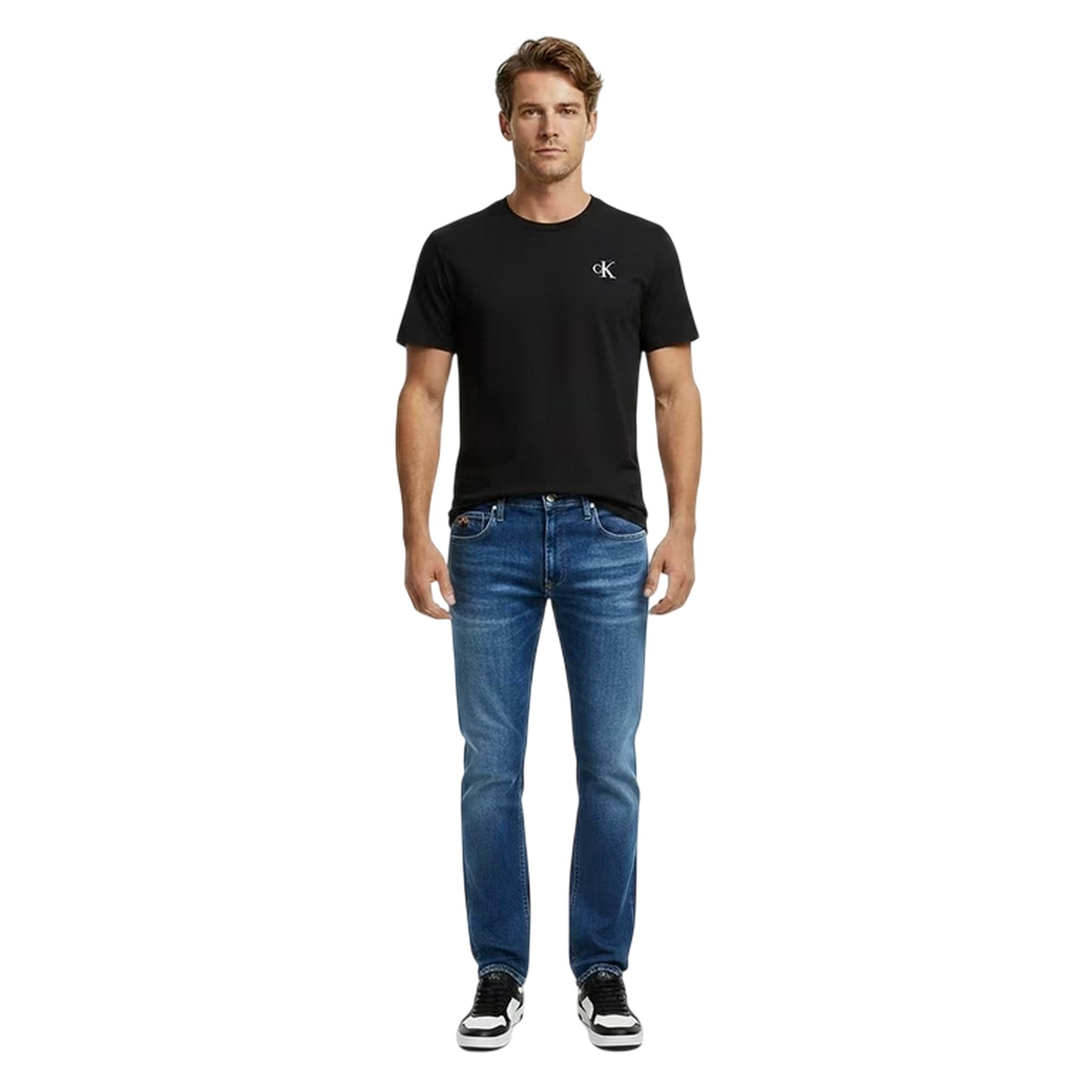 Black - Lifestyle - Calvin Klein Mens Mono Back Print Regular T-Shirt