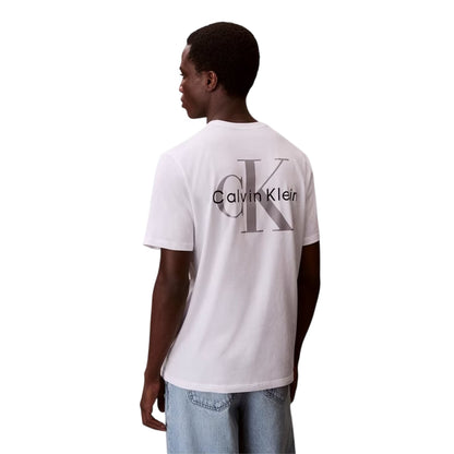 Bright White - Back - Calvin Klein Mens Mono Back Print Regular T-Shirt