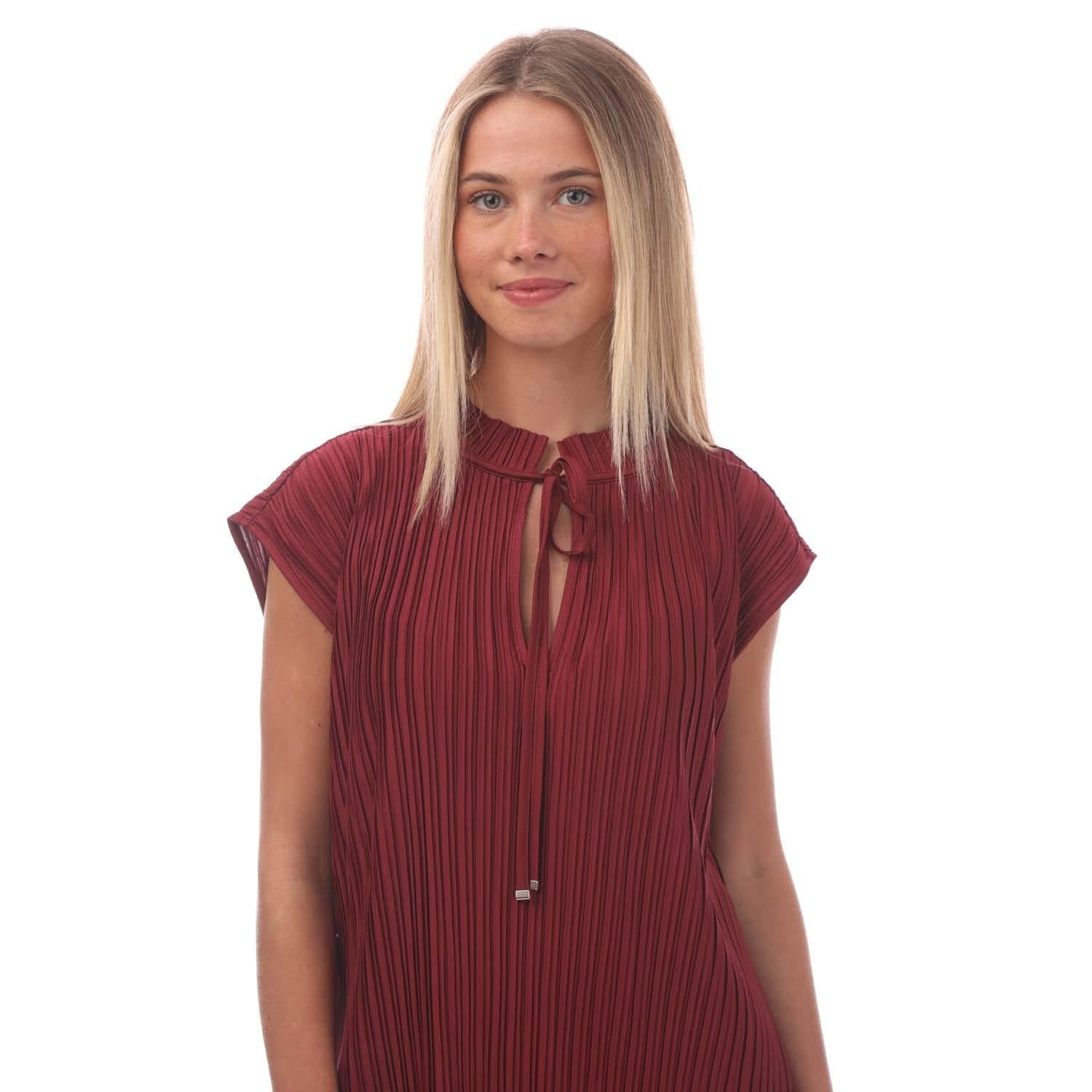 Red - Side - Hugo Boss Womens-Ladies Emalla Short-Sleeved Blouse
