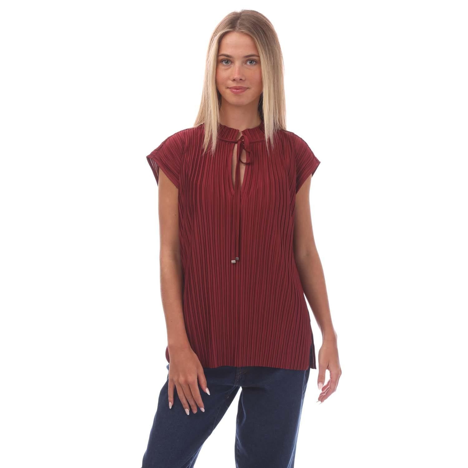 Red - Front - Hugo Boss Womens-Ladies Emalla Short-Sleeved Blouse