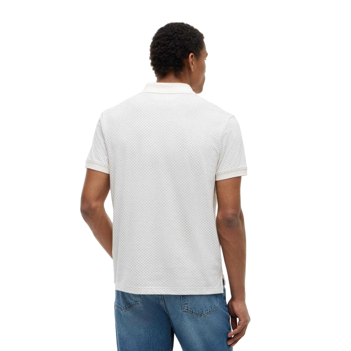 Ivory-Petal - Back - Tommy Hilfiger Mens Geometric Polo Shirt