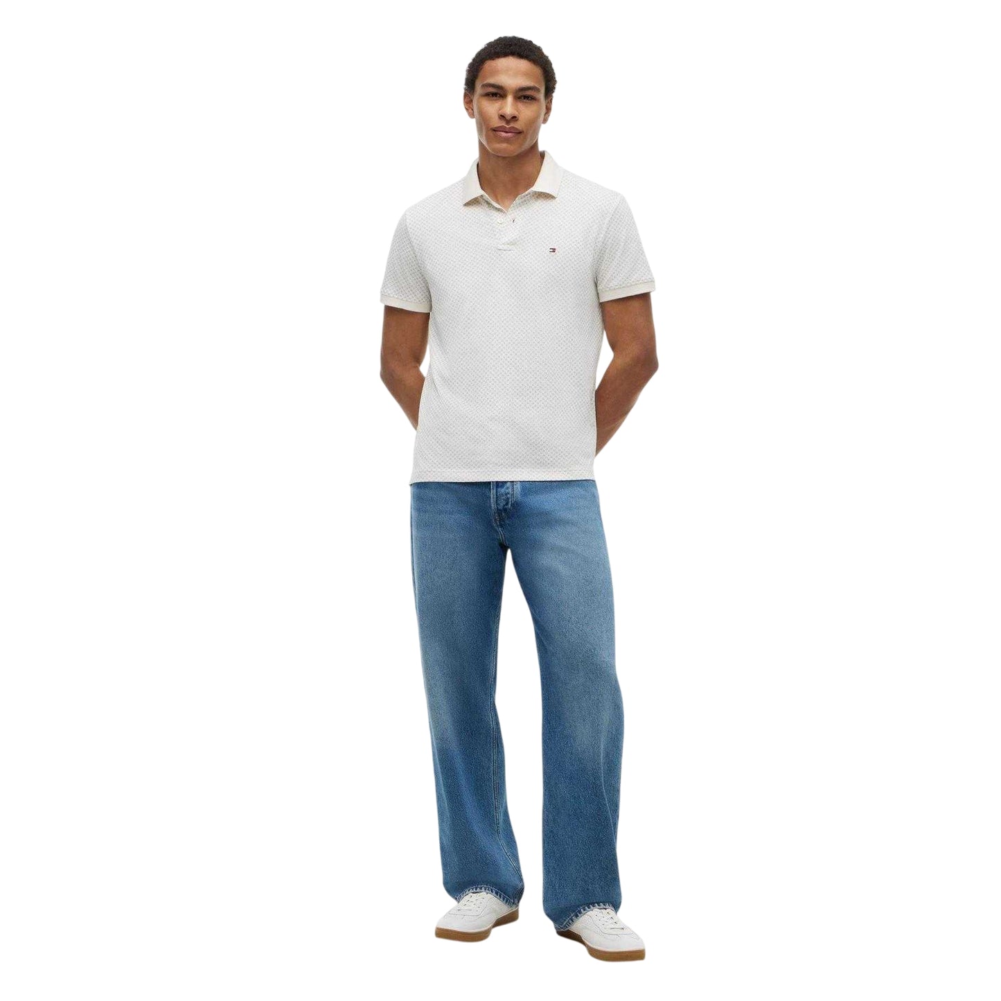 Ivory-Petal - Lifestyle - Tommy Hilfiger Mens Geometric Polo Shirt