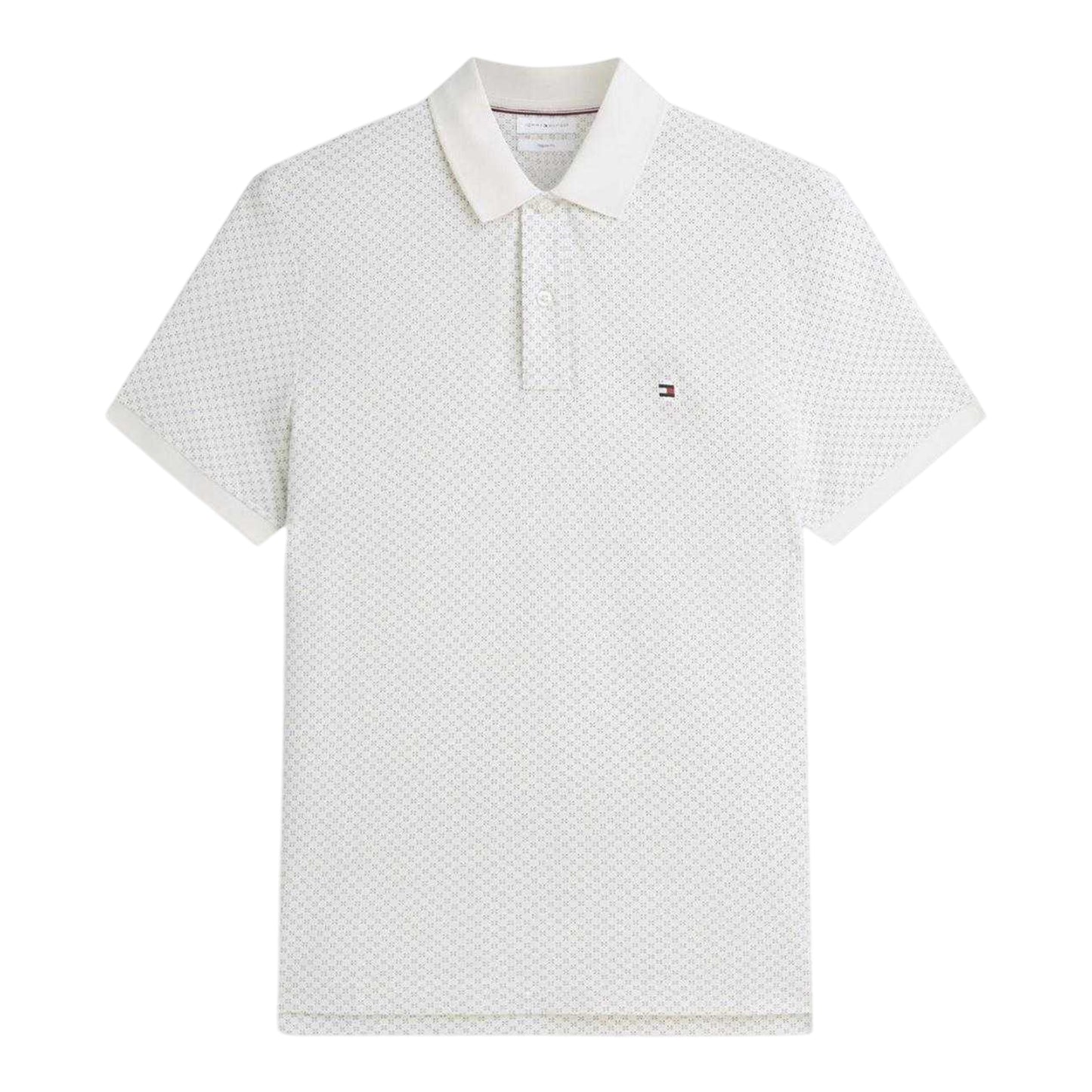 Ivory-Petal - Front - Tommy Hilfiger Mens Geometric Polo Shirt