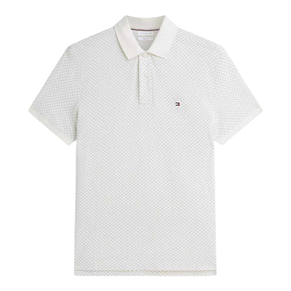 Ivory-Petal - Front - Tommy Hilfiger Mens Geometric Polo Shirt