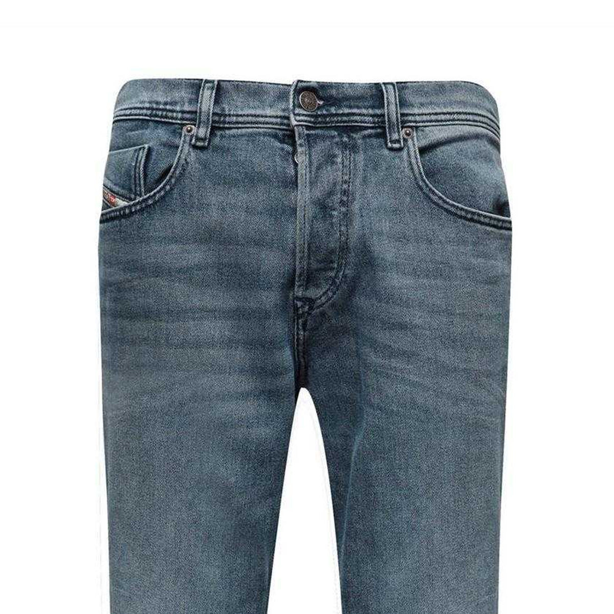Light Blue - Side - Diesel Mens 2023 D-Finitive Faded Straight Leg Jeans