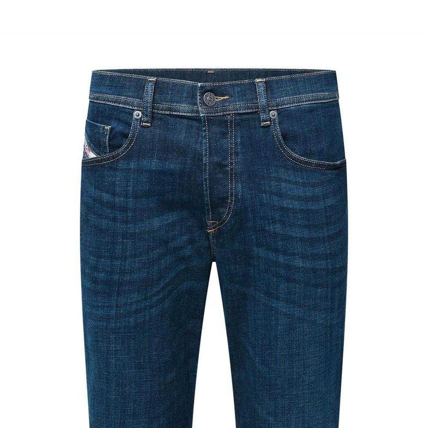 Blue Denim - Side - Diesel Mens 2023 D-Finitive Faded Straight Leg Jeans