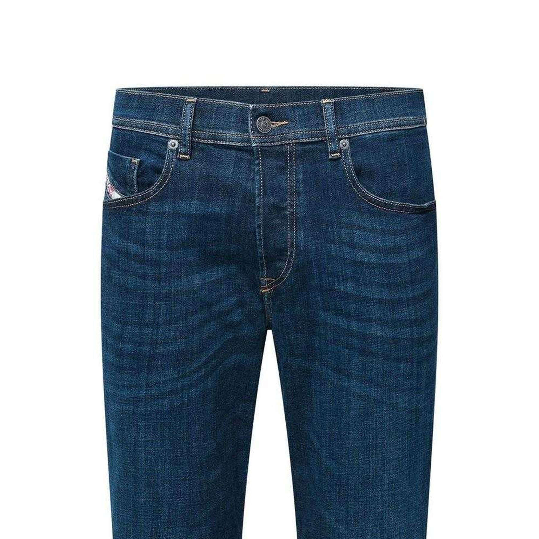 Blue Denim - Side - Diesel Mens 2023 D-Finitive Faded Straight Leg Jeans