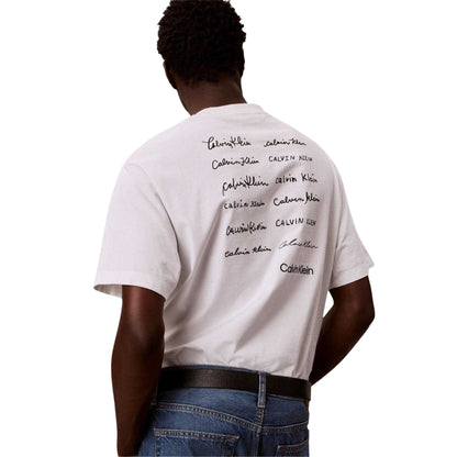 Bright White - Back - Calvin Klein Mens Script Relaxed Fit T-Shirt