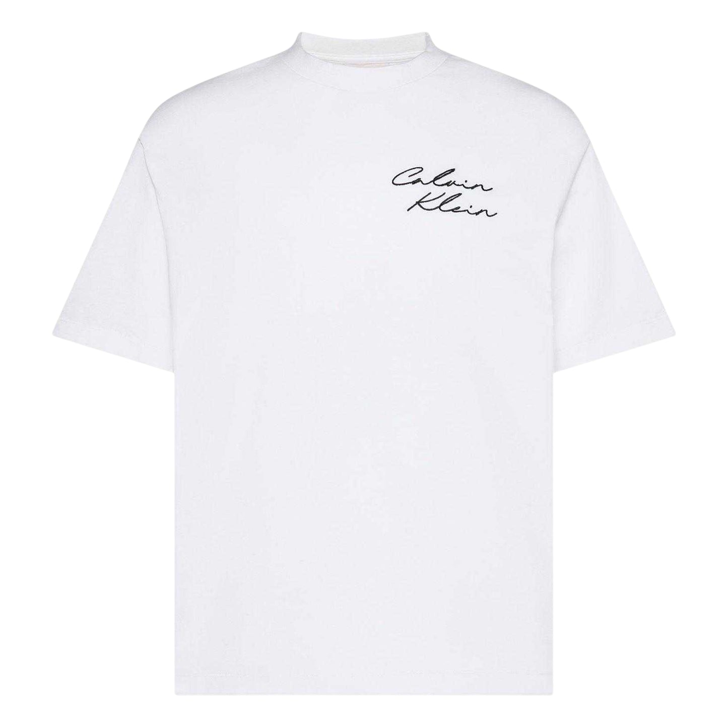 Bright White - Front - Calvin Klein Mens Script Relaxed Fit T-Shirt